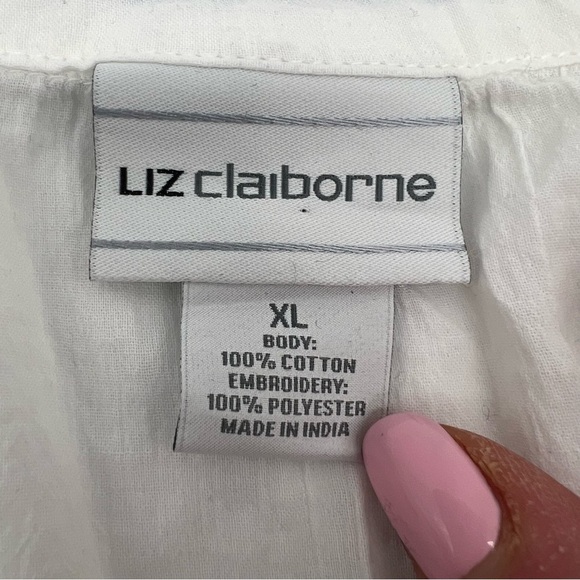 Liz Claiborne Botanical Bliss Embroidered Peasant Blouse – XL – NWT - Picture 6 of 11